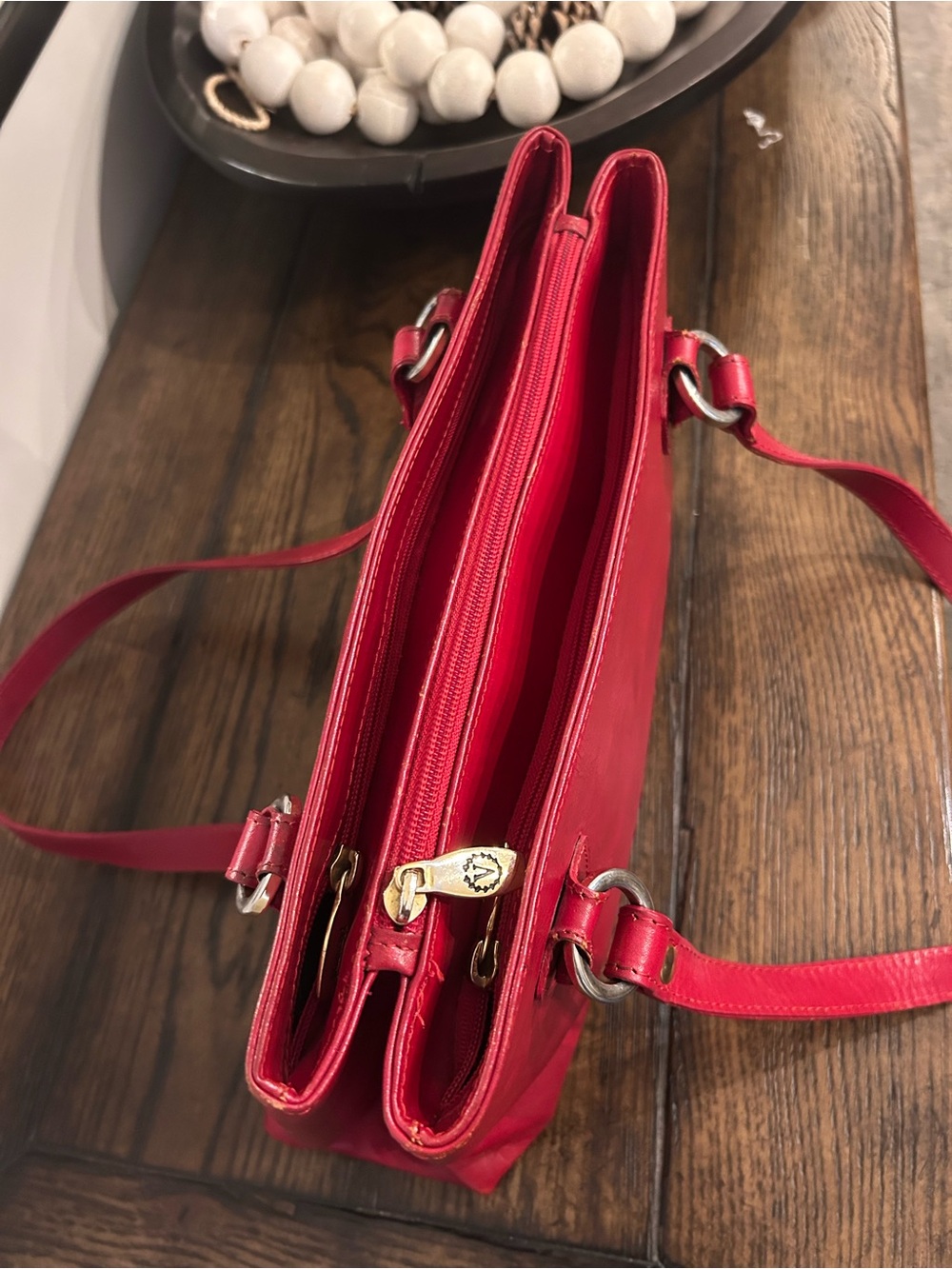 Valentina Italian red leather shoulder bag - Picture 14 of 14
